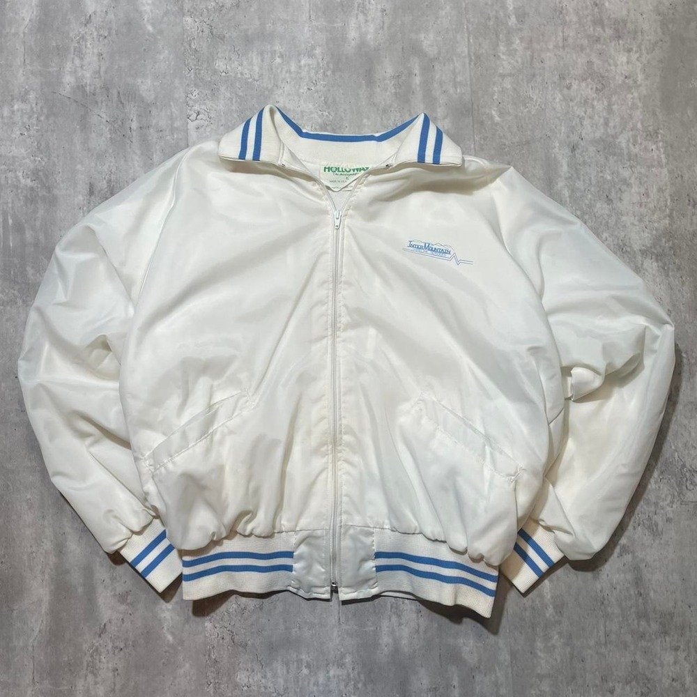 Holloway Work Jacket Mens XL White Blue Vintage Boxy Made in USA